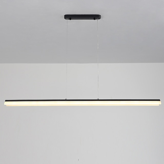 Lights & Lighting Pendant Lights | LED Linear Pendant Light Modern Black Gold 100cm Office Dining Room Chandelier Painted Finish