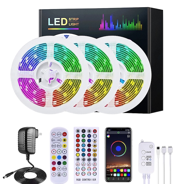LED Strip RGB Strip 5050 Bluetooth App Sync Music Waterproof Light Strip 5-20m 