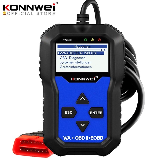  Konnwei kw350 profesional obd2 escáner lector de código automático para vw / audi / skoda / seat herramienta de escaneo de luz de motor de verificación de diagnóstico automático