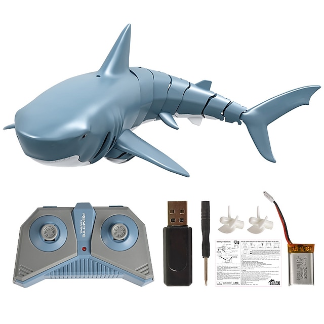  צעצוע לאמבטיה חיות מחמד חשמליות צעצועי מים דגים מכונה Shark פלסטי שלט רחוק 1 pcs בגדי ריקוד ילדים מבוגרים קיץ לפעוטות, מתנת שעת הרחצה לילדים ותינוקות