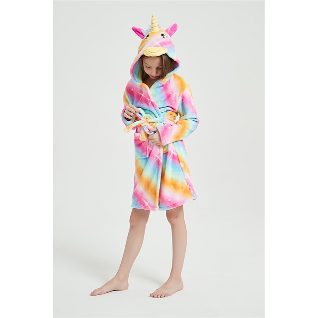 Toys & Hobbies Cosplay & Costumes | Kids Kigurumi Pajamas Bathrobe Unicorn Flying Horse Onesie Pajamas Flannel Fabric Orange Cos