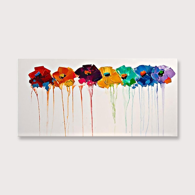  Oil Painting Hand Painted Horizontal Abstract Floral / Botanical Modern Rolled Canvas (No Frame)