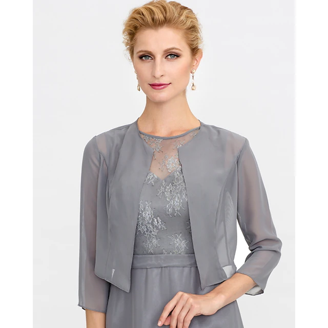 3/4 Length Sleeve Shrugs Chiffon Wedding / Party / Evening Women's Wedding Guest Wraps With Solid dress to impress 7