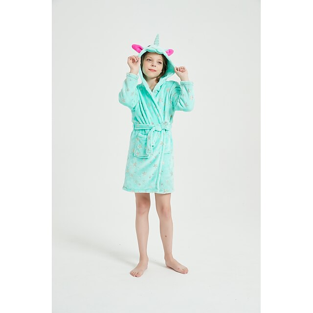 Toys & Hobbies Cosplay & Costumes | Kids Kigurumi Pajamas Bathrobe Unicorn Flying Horse Onesie Pajamas Flannel Fabric Green Cosp