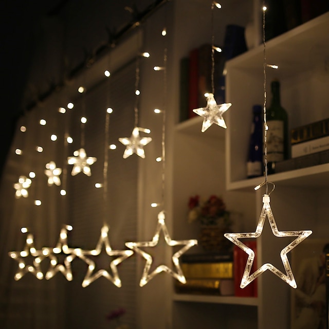 ramadan eid luces led luces de cadena de hadas 2.5 m luces de estrellas led starburst cortina luces de ventana dormitorio de luz de hadas al aire libre regalo de boda de año nuevo sin batería