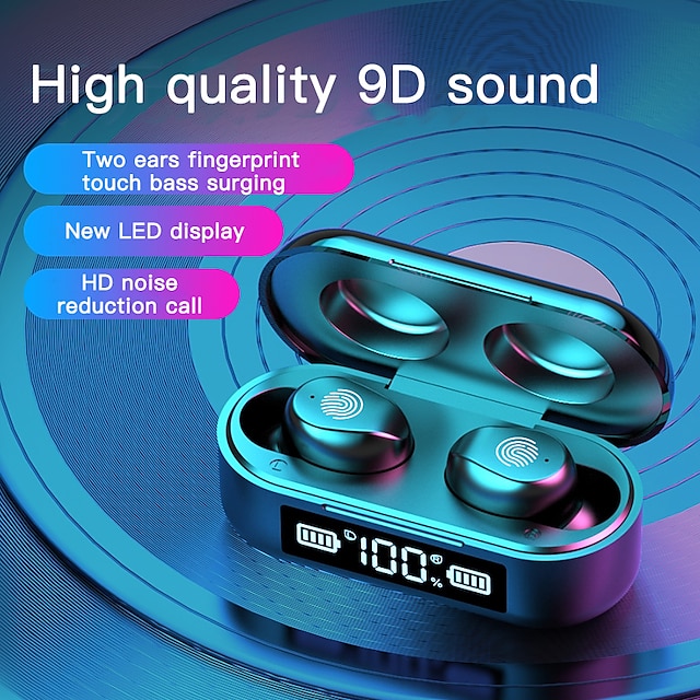  LITBest F9-6A True Wireless Headphones Bluetooth 5.0 Earbuds with LED Power Display Mini Magnetic Charging Box Touch Control Earphones for Android iOS PC Sports Fitness Cycling