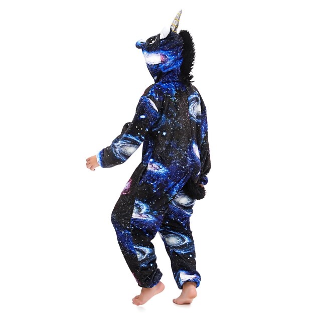 Toys & Hobbies Cosplay & Costumes | Kids Kigurumi Pajamas Unicorn Flying Horse Onesie Pajamas Flannel Fabric Ink Blue Cosplay Fo