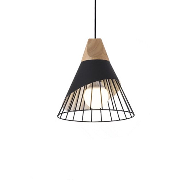 Lights & Lighting Pendant Lights | Modern Dining Room Living Room Study Solid Wood Conical Horn Wrought Iron Pendant Lamp - PB89