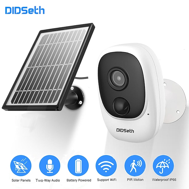  DIDseth 1080P Rechargeable Battery Powered IP  Cameras Solar Power Charging 1080P HD Outdoor Wireless Security WiFi Security Cameras
