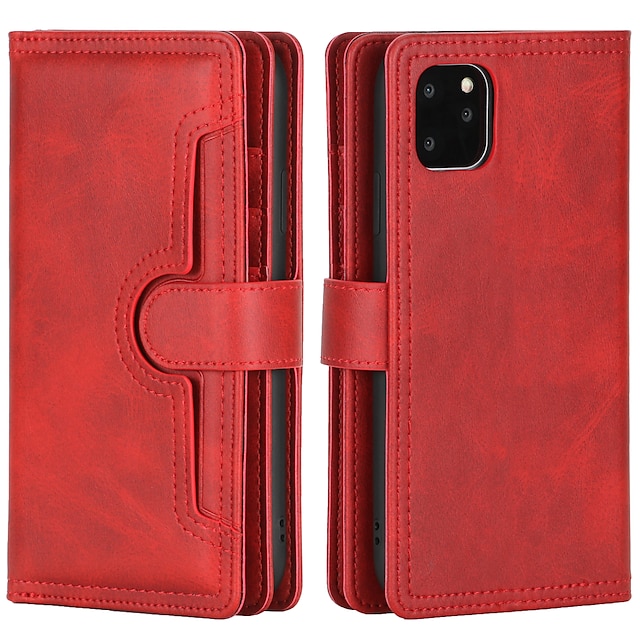  téléphone Coque Pour iPhone 16 15 14 Pro Max Plus iPhone 13 12 11 Pro Max Mini Étui Portefeuille Coque à Rabat avec Support Magnétique Protection complète du corps Couleur Unie faux cuir