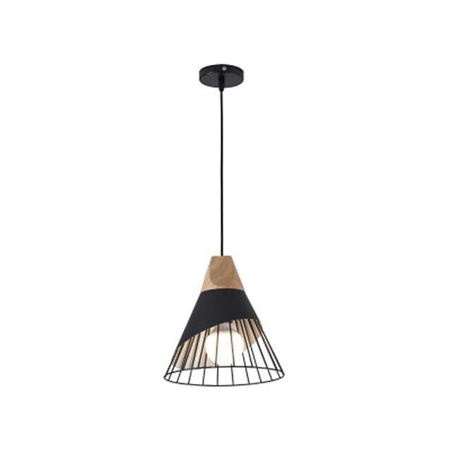 Lights & Lighting Pendant Lights | Modern Dining Room Living Room Study Solid Wood Conical Horn Wrought Iron Pendant Lamp - PB89