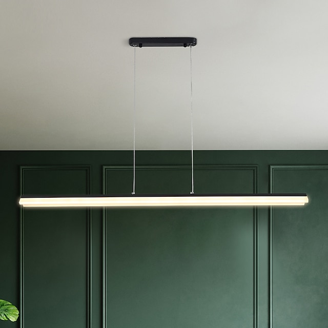 Lights & Lighting Pendant Lights | LED Linear Pendant Light Modern Black Gold 100cm Office Dining Room Chandelier Painted Finish