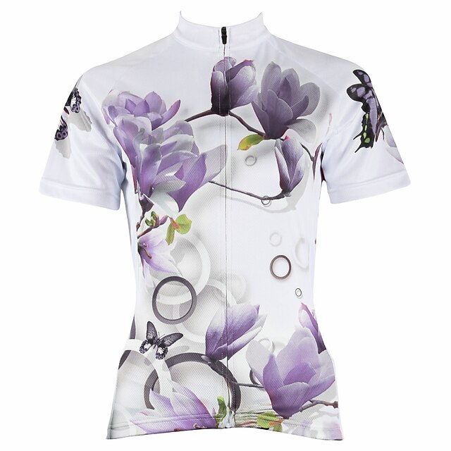 Women's Cycling Jersey Short Sleeve Plus Size Bike Jersey Top with 3