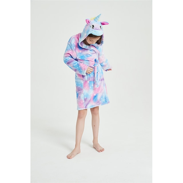 Toys & Hobbies Cosplay & Costumes | Kids Kigurumi Pajamas Bathrobe Unicorn Flying Horse Onesie Pajamas Flannel Fabric Blue Cospl