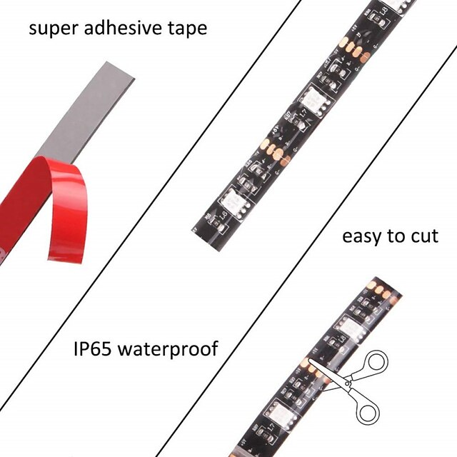 LED Strip Lights 2M Waterproof LED Light Strips RGB Tiktok Lights Strip AA Battery Box MINI 3key