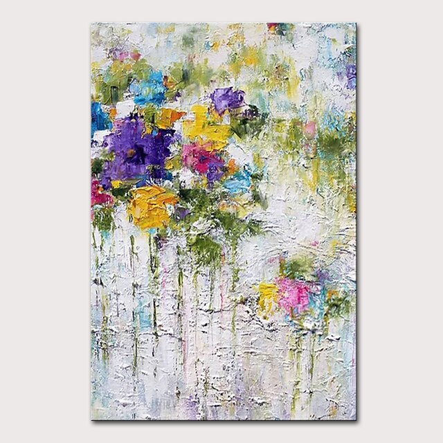  Oil Painting Hand Painted Vertical Abstract Floral / Botanical Modern Stretched Canvas