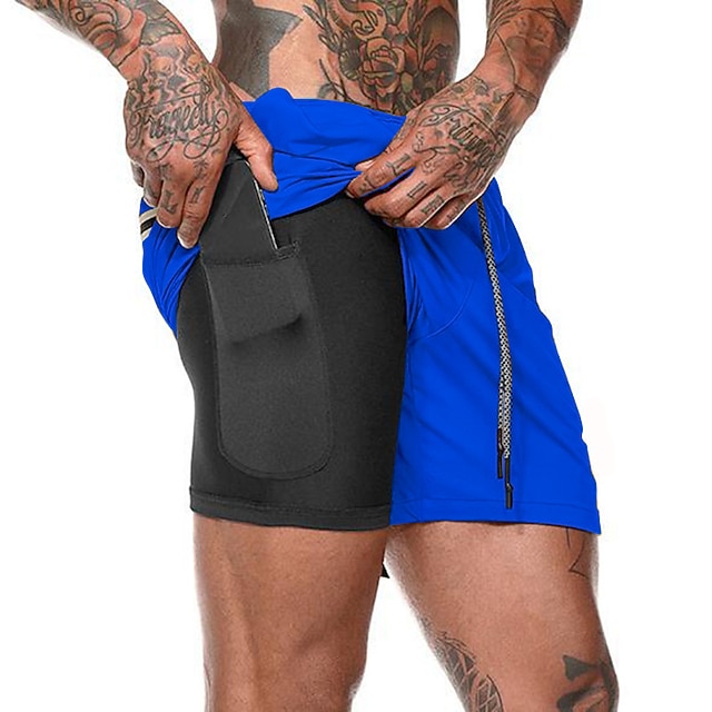 Men's Running Shorts Gym Shorts Drawstring 2 in 1 Bottoms Outdoor