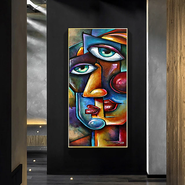 Large Size Oil Painting 100% Handmade Hand Painted Wall Art On Canvas Human Face Abstract Portrait Picasso Style Home Decoration Decor Rolled Canvas No Frame Unstretched 7