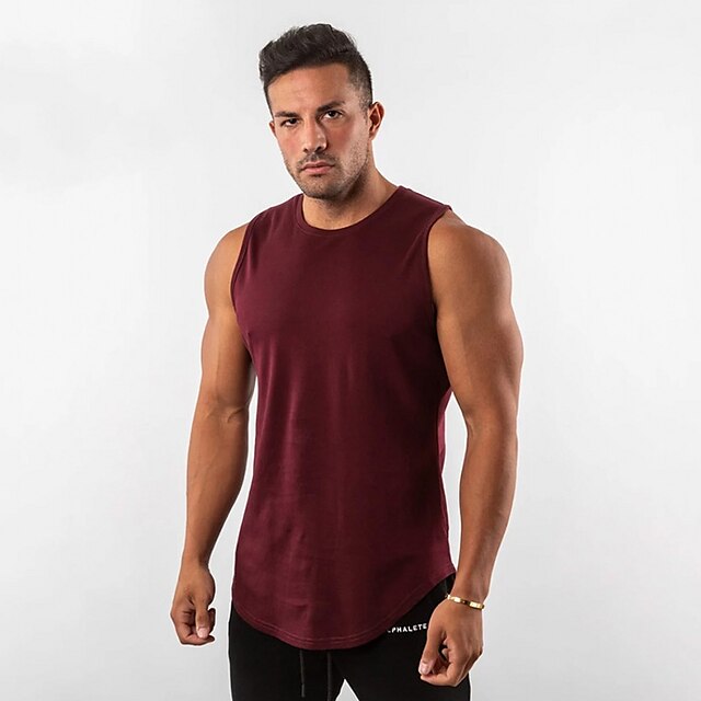 Sports & Outdoors Running, Jogging & Walking | Mens Sleeveless Running Tank Top Singlet Top Athleisure Summer Cotton Breathable 