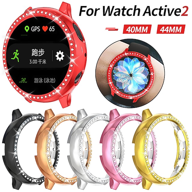  Diamond Case Watch Case Compatible with Samsung Galaxy Watch Active 2 40mm / Watch Active 2 44mm Shockproof Plastic / Hard PC Watch Cover