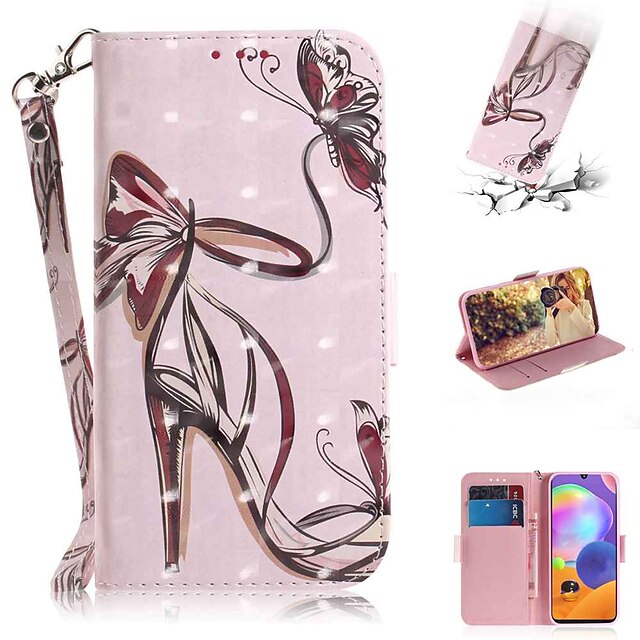  Case For Samsung Galaxy S20 Galaxy S20 Plus Galaxy S20 Ultra Wallet Card Holder with Stand Full Body Cases Butterfly Heels PU Leather TPU for Galaxy A51 A71 A70E A81 A91 A11 A31 A41 A21