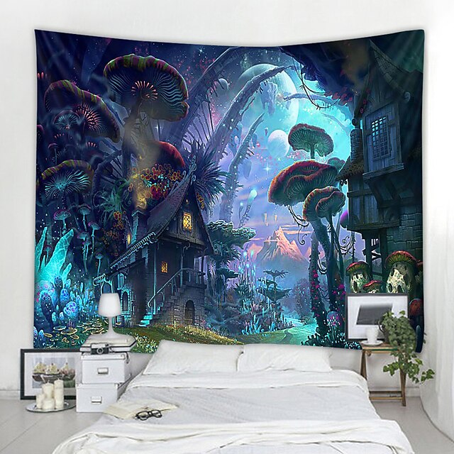 Home & Garden Home Decor | Magic series mushroom world pattern tapestries hang cloth decorative cloth cloth in the background. 1