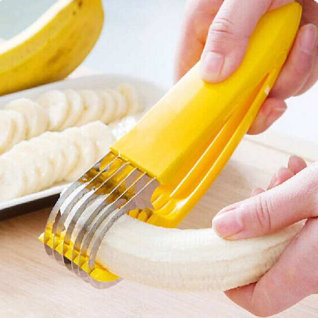  Banana Slicer Kitchen Cut Ham Sausage Cutter Kitchen Tools Accessories Stainless Steel + Plastic Tools