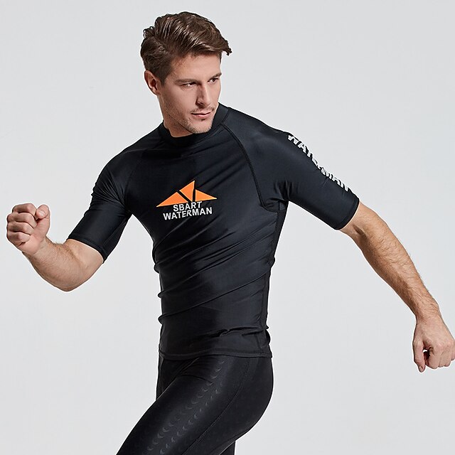 Sports & Outdoors Surfing, Diving & Snorkeling | SBART Mens Rash Guard UV Sun Protection Breathable Quick Dry Short Sleeve Sun S