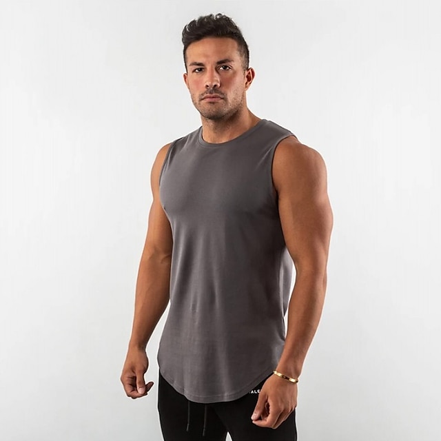 Sports & Outdoors Running, Jogging & Walking | Mens Sleeveless Running Tank Top Singlet Top Athleisure Summer Cotton Breathable 