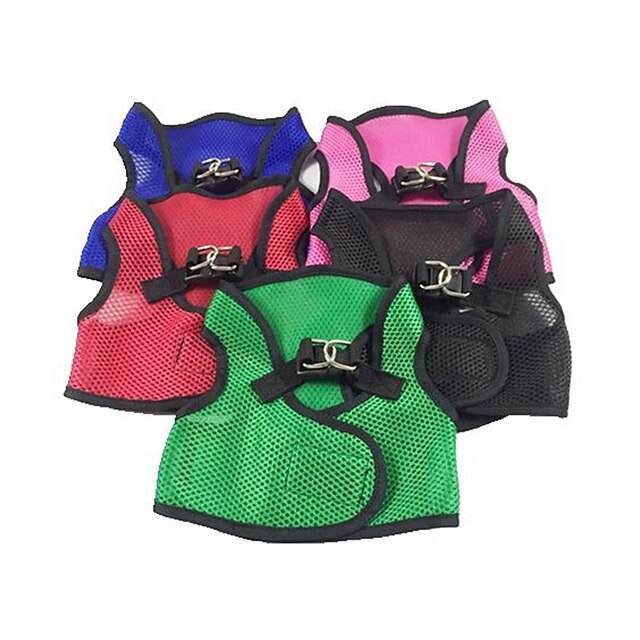  Cat Dog Harness Mesh Harness Solid Colored Terylene Black Red Blue Pink Green