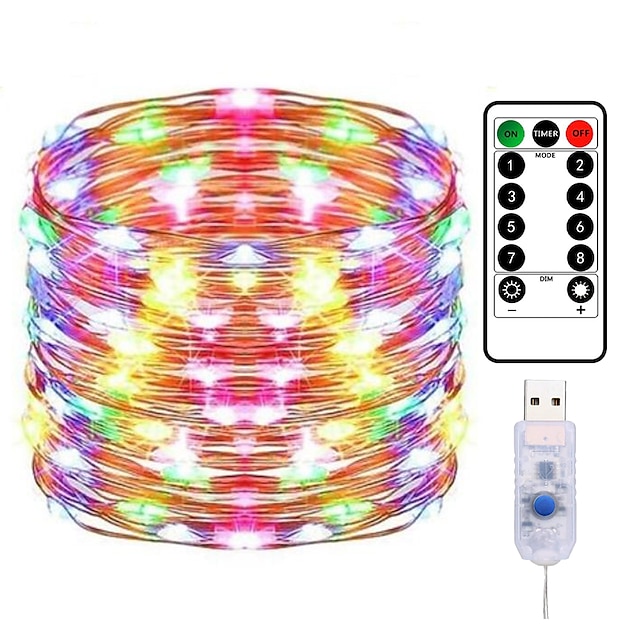  elegante festa di nozze ricevimento 10m 100led filo di rame usb plug-in fata luci della stringa con telecomando - 8 modalità impermeabile per compleanno, camera, San Valentino
