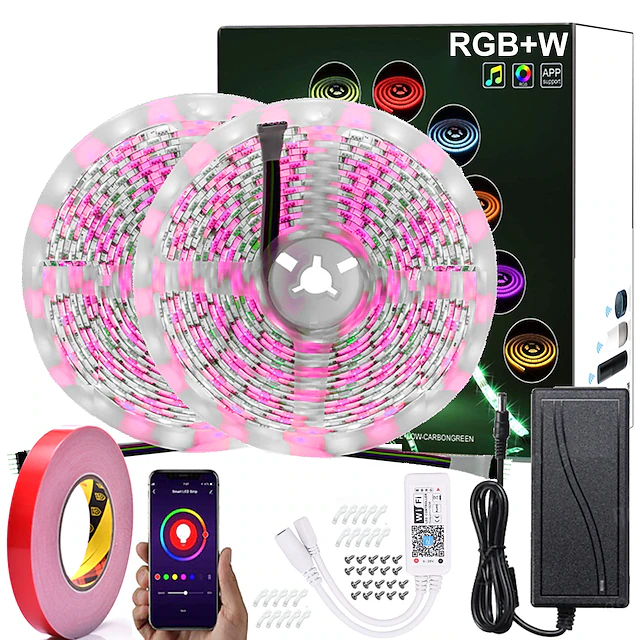 10m(2x5m) Smart WiFi APP LED Strip Light RGBW Outdoor Waterproof 600LEDs 5050SMD Work with Alexa Google with WIFI Remote Controller 23