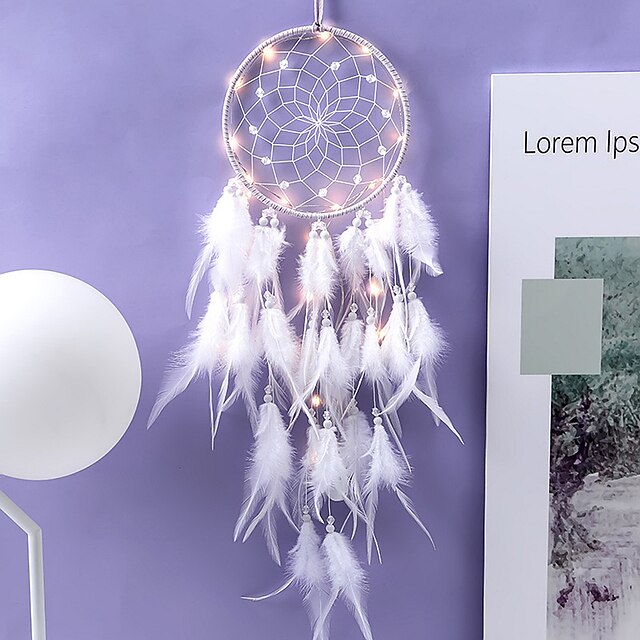  Led Boho Dream Catcher Handmade Gift Wall Hanging Decor Art Ornament Craft 65*16cm for Kids Bedroom Wedding Festival