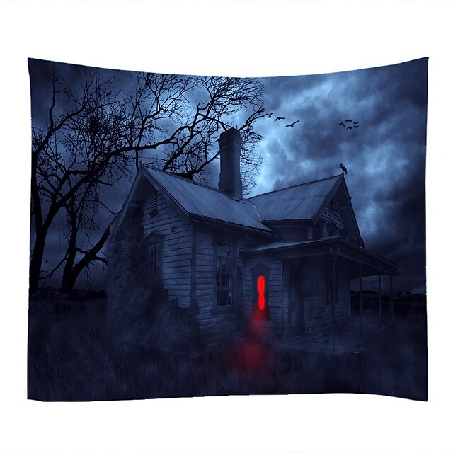  Halloween Wall Tapestry Art Decor Blanket Curtain Picnic Tablecloth Hanging Home Bedroom Living Room Dorm Decoration Psychedelic Haunted Scary House Forrest Polyester