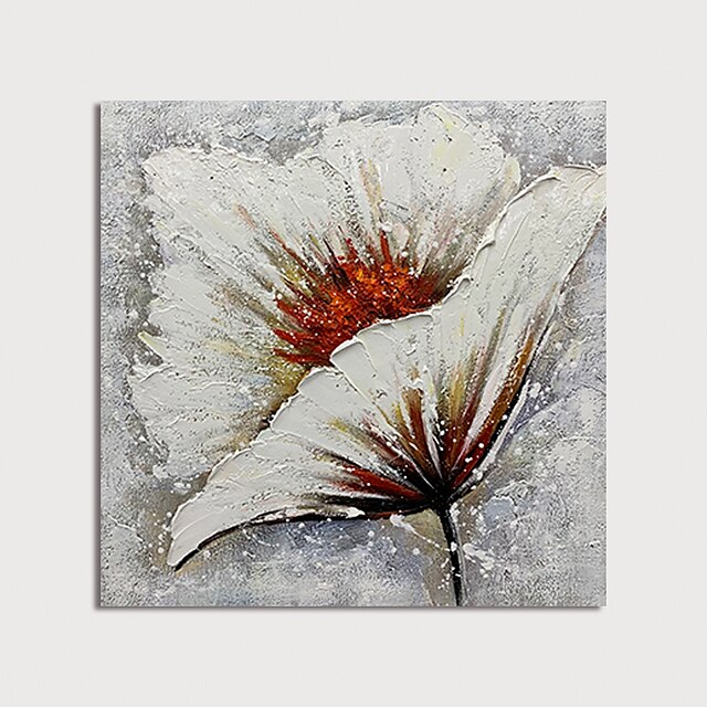  Pintura al óleo pintada a colgar Pintada a mano Cuadrado Abstracto Floral / Botánico Moderno Incluir marco interior