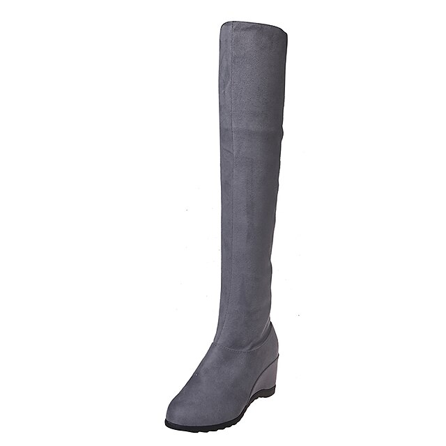 Mujer Botas Tacón Cuña Dedo redondo Botas por encima de la rodilla Clásico  Al aire libre PU Un Color Negro Rojo Marrón / Sobre la Rodilla 8114822 2022  – €58.99