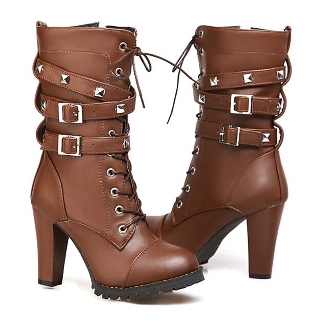 brown mid calf booties
