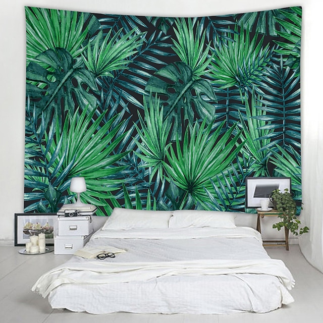 Home & Garden Home Decor | Green Big Leaf Digital Printed Tapestry Classic Theme Wall Decor 100% Polyester Contemporary Wall Art