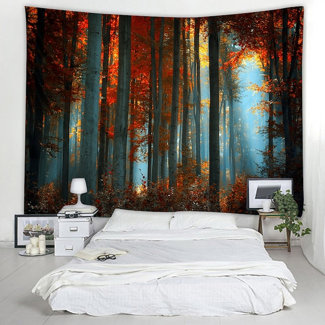 Home & Garden Home Decor | Tall Dense Woods Digital Printed Tapestry Decor Wall Art Tablecloths Bedspread Picnic Blanket Beach T