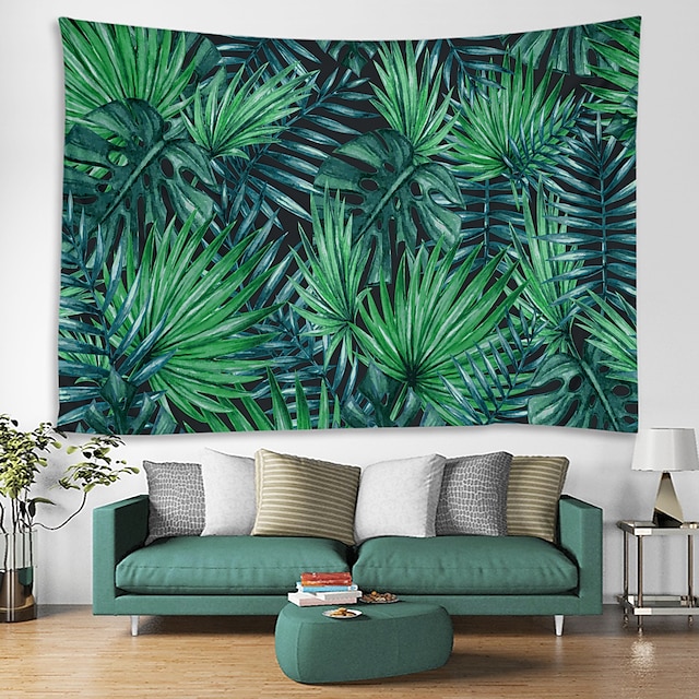 Home & Garden Home Decor | Green Big Leaf Digital Printed Tapestry Classic Theme Wall Decor 100% Polyester Contemporary Wall Art