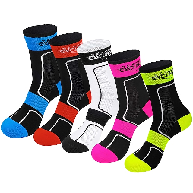 4 Pairs Sports Mountain Bike Socks Mens Breathable Tall Cycling Socks for Men & Women