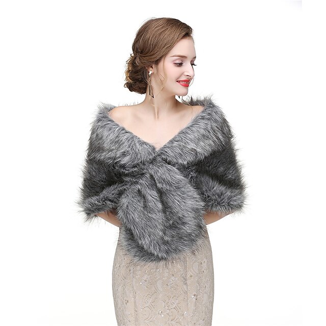 Chic Faux Fur Shawl Wrap for Women Weddings