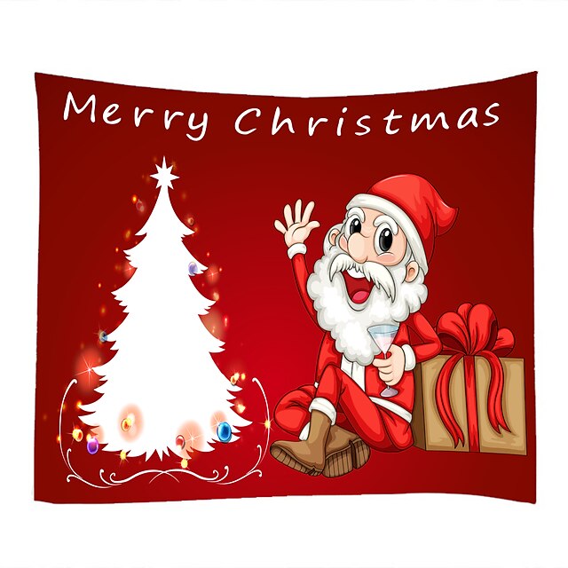  Christmas Santa Claus Wall Tapestry Art Decor Blanket Curtain Picnic Tablecloth Hanging Home Bedroom Living Room Dorm Decoration Christmas Tree Gift Cartoon Polyester