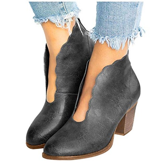 ankle booties for women v cut,ankle booties retro stacked chunky block ...