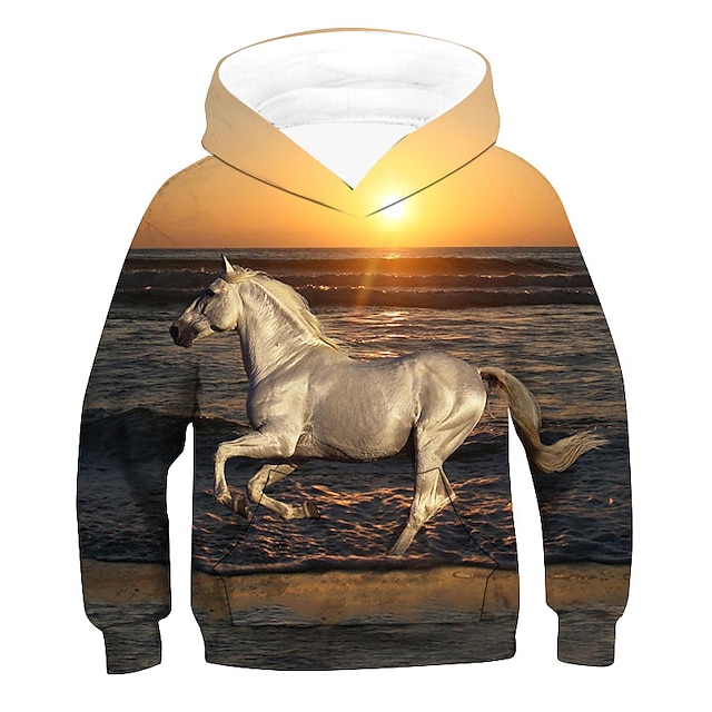 Baby & Kids Boys Clothing | Kids Boys Childrens Day Hoodie & Sweatshirt Long Sleeve Gold 3D Print 3D Animal Drawstring Active Ba