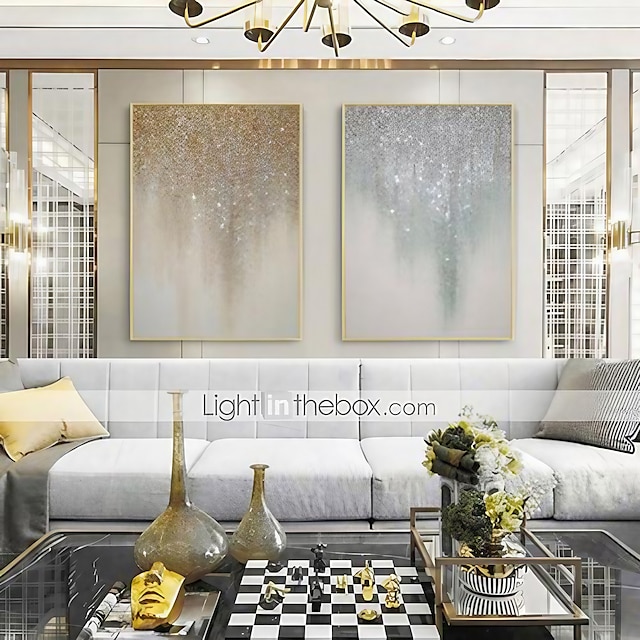  Golden Silver Starry Sky Abstract Oil Painting 100% Handmade Hand Painted Wall Art On Canvas Home Decoration Decor Rolled Canvas No Frame Unstretched