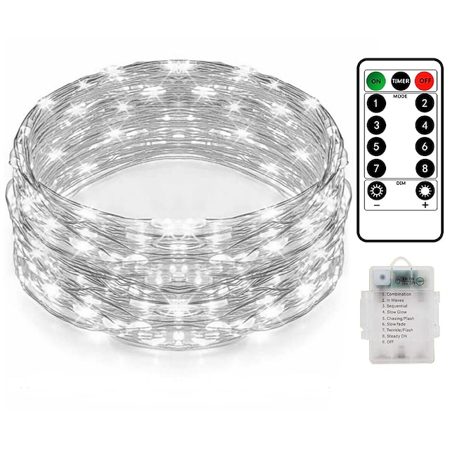  Guirlande lumineuse LED élégante pour réception de mariage, 20 m, 200 LED, fil de cuivre, lumières décoratives avec télécommande, 8 modes d'éclairage pour décoration de salle de fête de mariage de