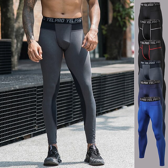 Yuerlian Mens Compression Leggings Cool Dry Baselayer Pants Sports Leggings Sports Workout Tights