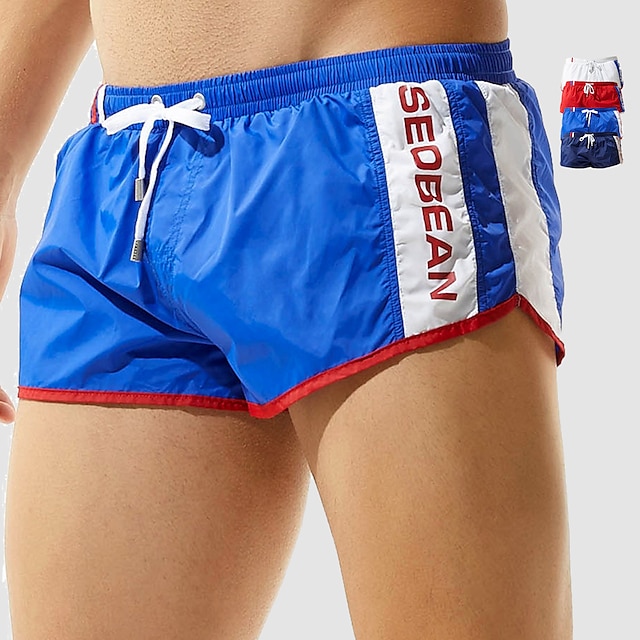  Men's Running Shorts Sports Shorts Bottoms Stripes Quick Dry Side Stripe White Dark Blue Red / Micro-elastic