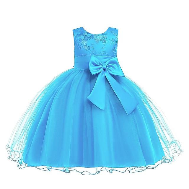 Kids Girls' Dress Solid Colored Flower Tulle Dress Wedding Party ...
